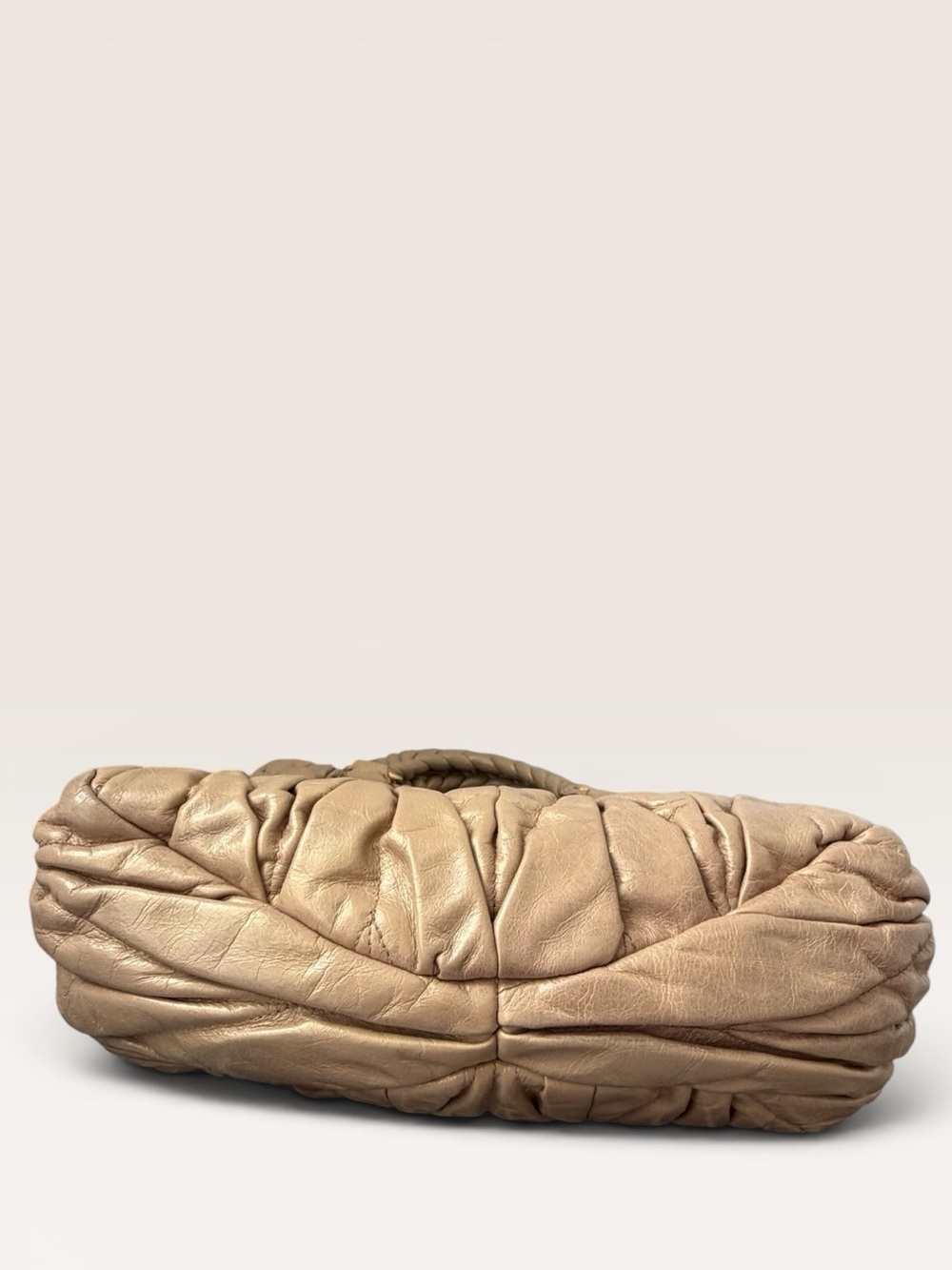 Miu Miu Matelassé Coffer Bag Metallic Rose Gold Leather Y2K - Picture 5 of 13